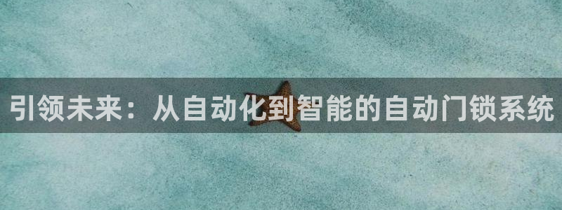 开丰娱乐登入地址在哪：引领未来：从自动化到智能的自动门锁系统